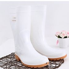 雨鞋女中筒雨靴白色食品卫生鞋水鞋防水防滑耐酸碱油低跟水靴批发
