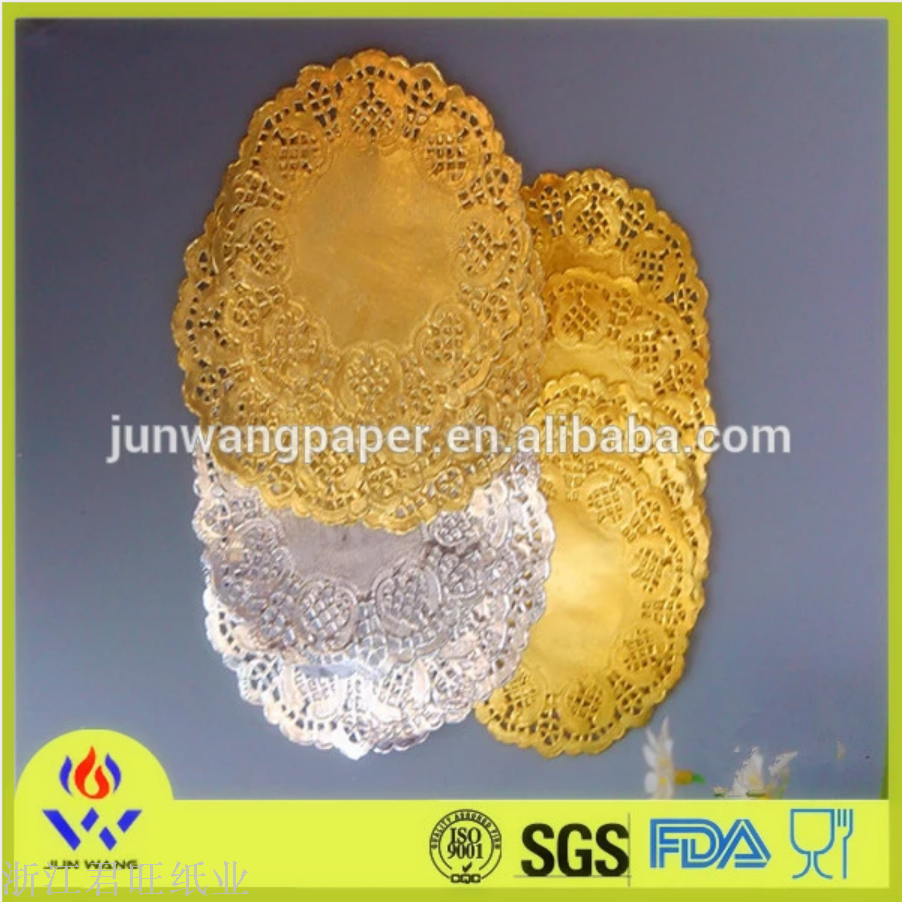 Factory Direct Hollow Gold And Silver Cake Paper Disposable Dessert Dessert Pad Paper Round Barbecue Flower Bottom Paper