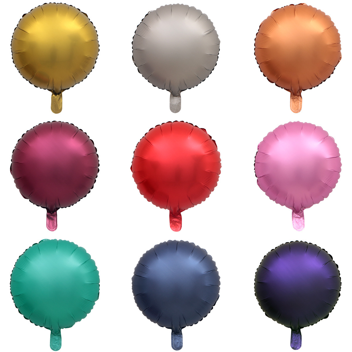 18-inch round aluminum film balloons, metallic color balloons, frosted floating air balloons, birthday, wedding and party decoration balloons