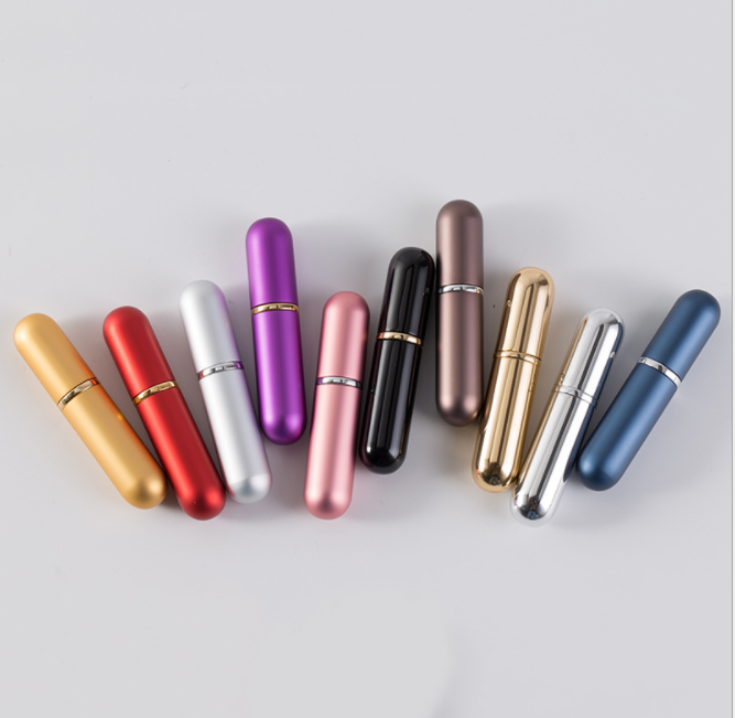 Portable aluminum 5ml two round perfume tube perfume spray perfume bottle perfume bottle empty bottle dispenser bottle details Picture