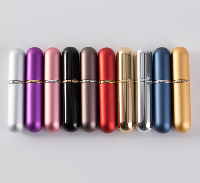 Portable aluminum 5ml two round perfume tube perfume spray perfume bottle perfume bottle empty bottle dispenser bottle full figure