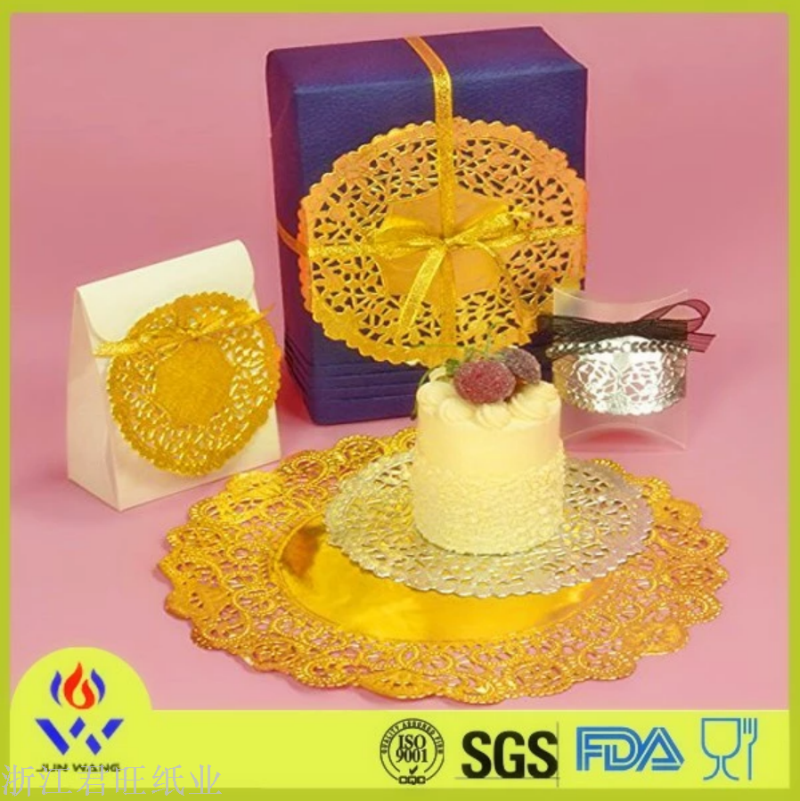 Manufacturers Direct Sales Of Gold And Silver Lace Paper Disposable Round Food Pad Paper Dessert Dessert Flower Base Paper Baking Paper Item Picture