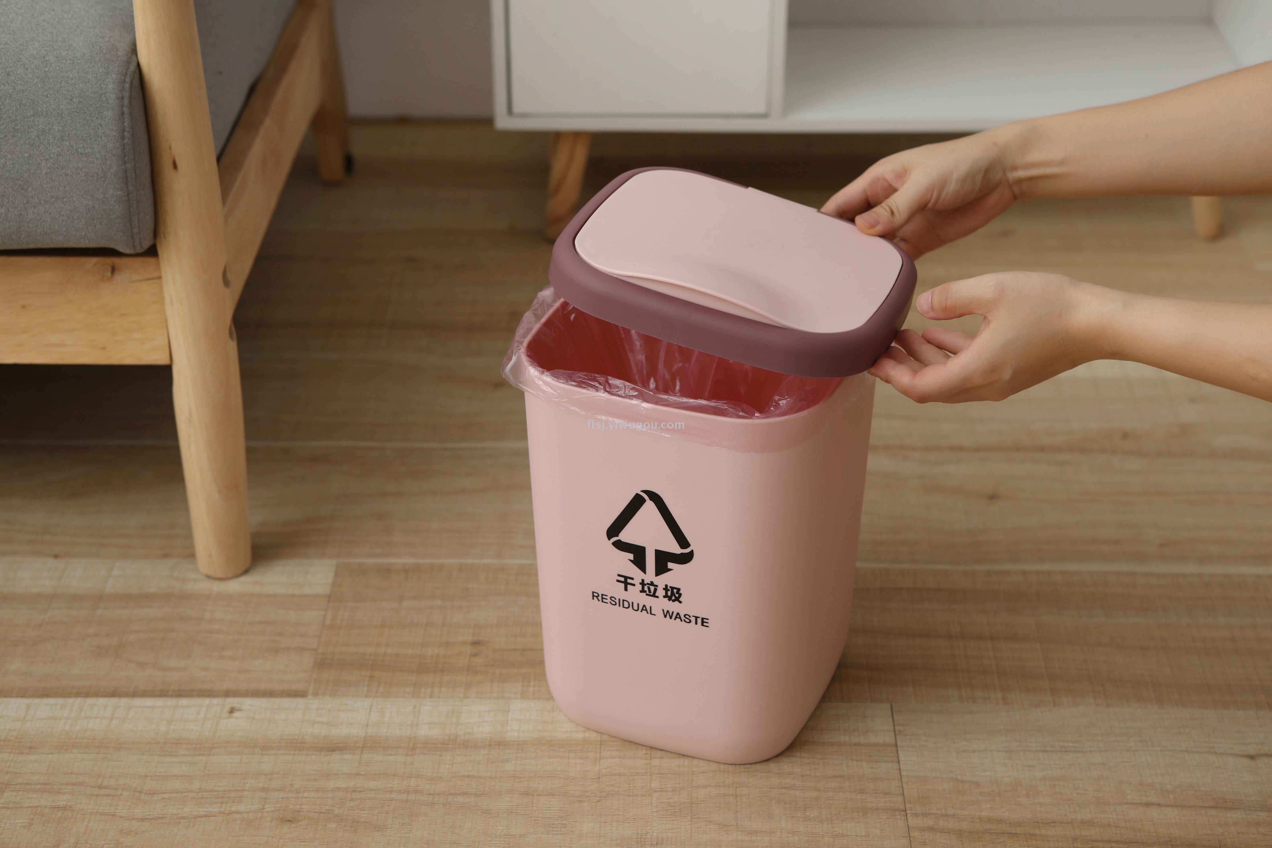Shanghai dry and wet classification and separation trash cans, household kitchen, living room and bathroom, environmentally friendly plastic thickened trash cans Specification image