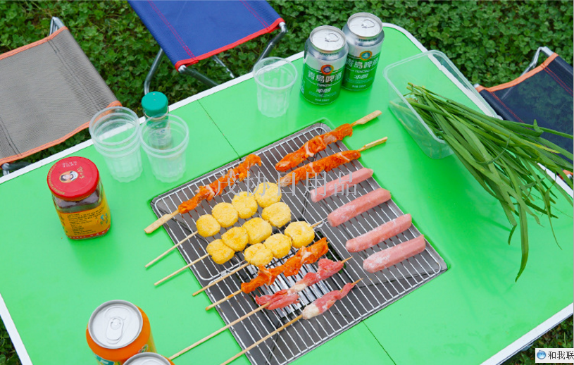 Outdoor barbecue table Multi-functional portable aluminum alloy one-piece folding table barbecue table grill