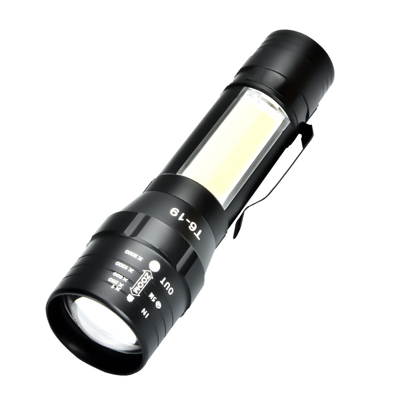 COB侧灯手电筒LED强光充电超亮小手电家居户外必备应急照明手电灯