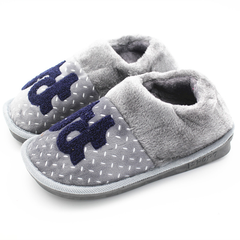 2019 Winter new lettered wool cotton slippers Home indoor floor slippers anti-slip men's and women's couple cotton shoes Application Scenario