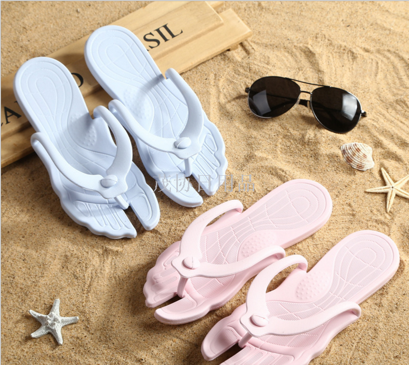 Folding portable travel hotel odorless bath anti-slip slippers couple outdoor beach flip-flops Specification image