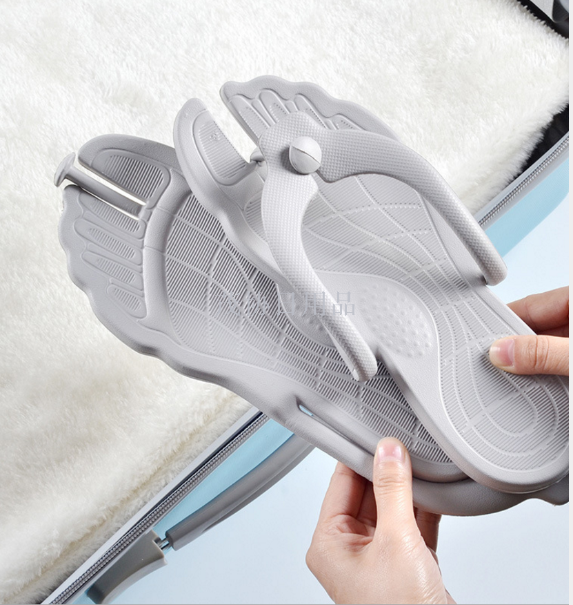 Folding portable travel hotel odorless bath anti-slip slippers couple outdoor beach flip-flops