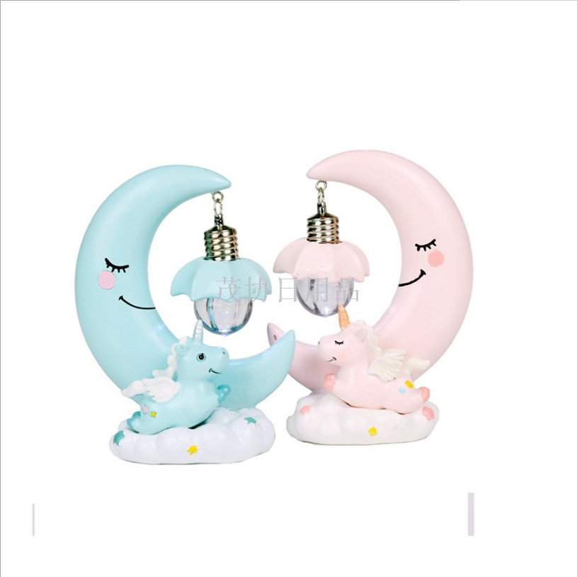 INS风少女心独角兽小夜灯创意家居蛋糕摆件树脂工艺品产品图