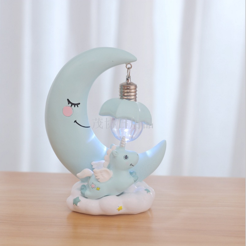 INS风少女心独角兽小夜灯创意家居蛋糕摆件树脂工艺品细节图