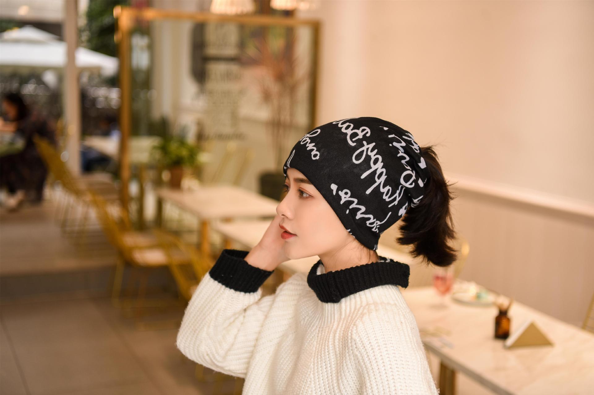 Aliexpress Hot Selling Love Letters Printed Knitted Hats Outdoor Sports Fashion Ladies Heaps Hats Wholesale Pullover Hats