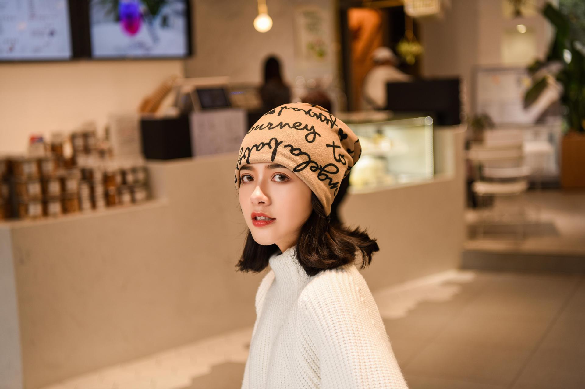 Aliexpress Hot Selling Love Letters Printed Knitted Hats Outdoor Sports Fashion Ladies Heaps Hats Wholesale Pullover Hats Specification drawing