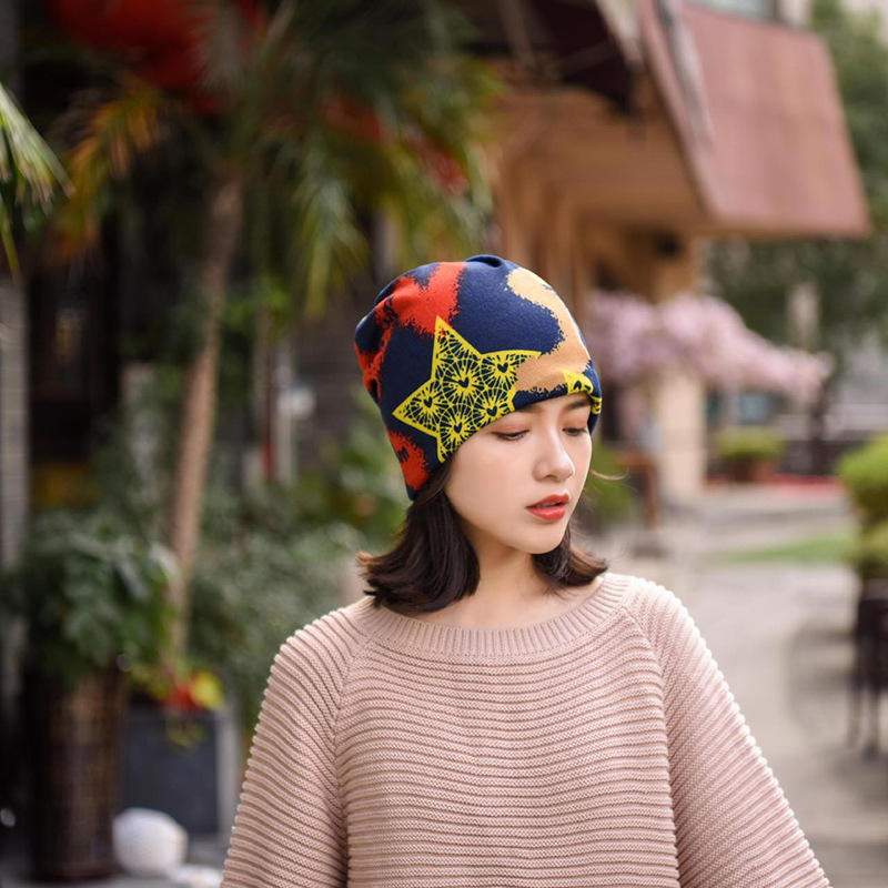 Cashmere Imitation New Sports Pullover Hat Fashion Print Pile Pile Hat Manufacturers Wholesale Fast Sell Hot Knitting Hat details Picture