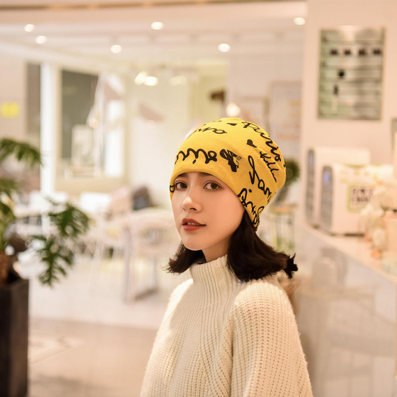 Cashmere Imitation New Sports Pullover Hat Fashion Print Pile Pile Hat Manufacturers Wholesale Fast Sell Hot Knitting Hat Specification drawing
