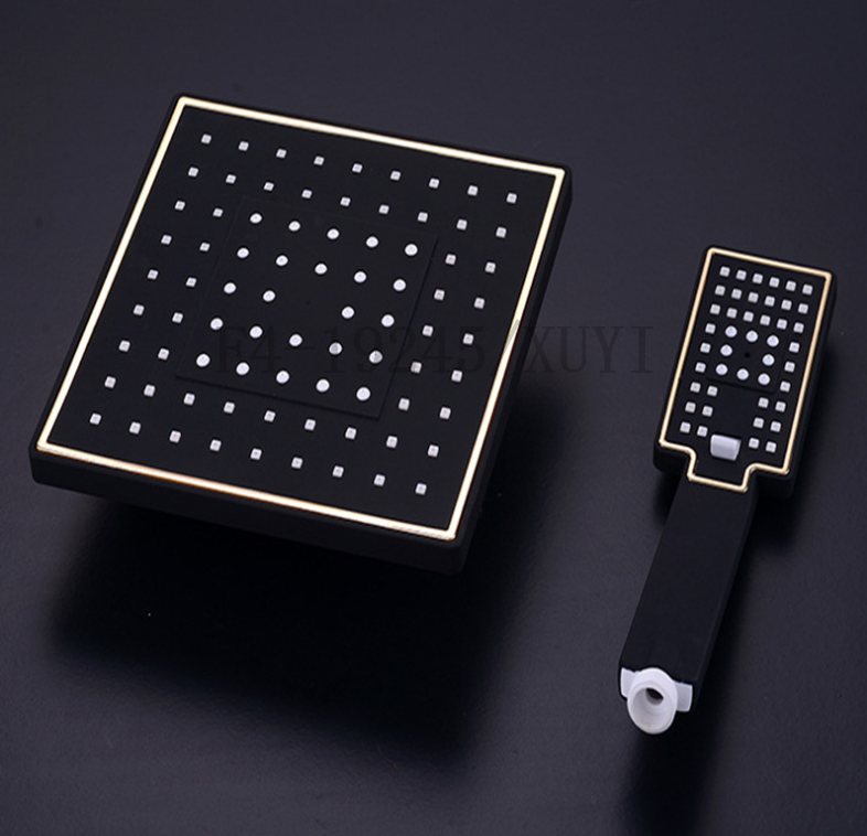 Factory direct sales of two-piece electroplated shower head sets, creative circular black top-spray shower head sets for household use