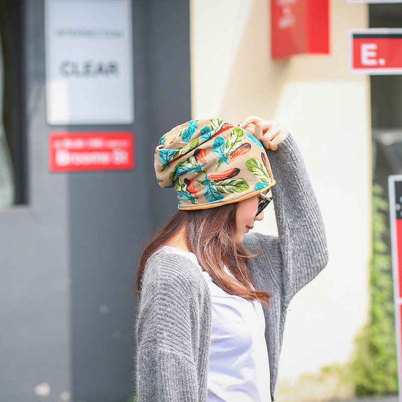 Classic Style Plus Cashmere Warm Month Hat Outdoor Multi-Functional Maternity Headscarf Korean Version Feather Knitted Hat Manufacturers Wholesale details Picture