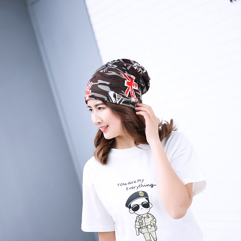 Factory Wholesale Stalls New Retro Camouflage Outdoor Multi-Functional Knitted Hats Creative Hats Fashion Pullover Hats Application Scenario