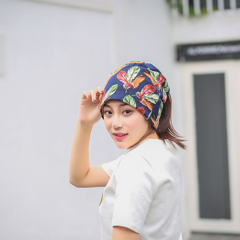 Classic Style Plus Cashmere Warm Month Hat Outdoor Multi-Functional Maternity Headscarf Korean Version Feather Knitted Hat Manufacturers Wholesale Specification drawing