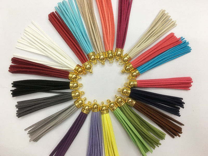 Gold 8cm Korean velvet super-fine leather long tassel bag, mobile phone accessories, DIY accessories, clothing accessories in stock