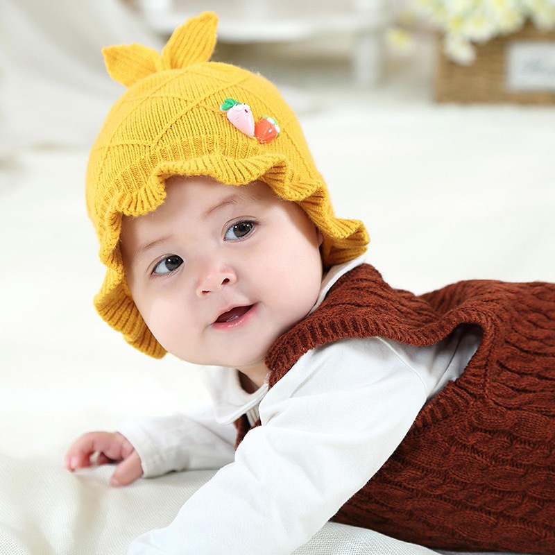 New Baby Hat Baby Children Hat Rabbit Radish Knitted Cartoon Warm Hat Wholesale Application Scenario