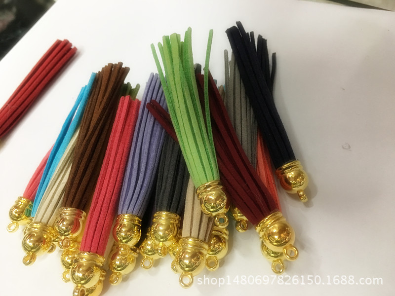 Gold 8cm Korean velvet super-fine leather long tassel bag, mobile phone accessories, DIY accessories, clothing accessories in stock details Picture