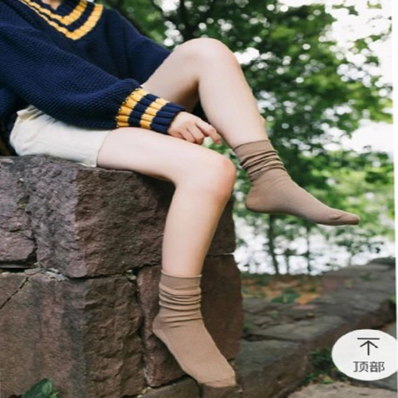 堆堆袜可爱中筒袜韩国学院风日系复古纯棉韩版冬季长袜