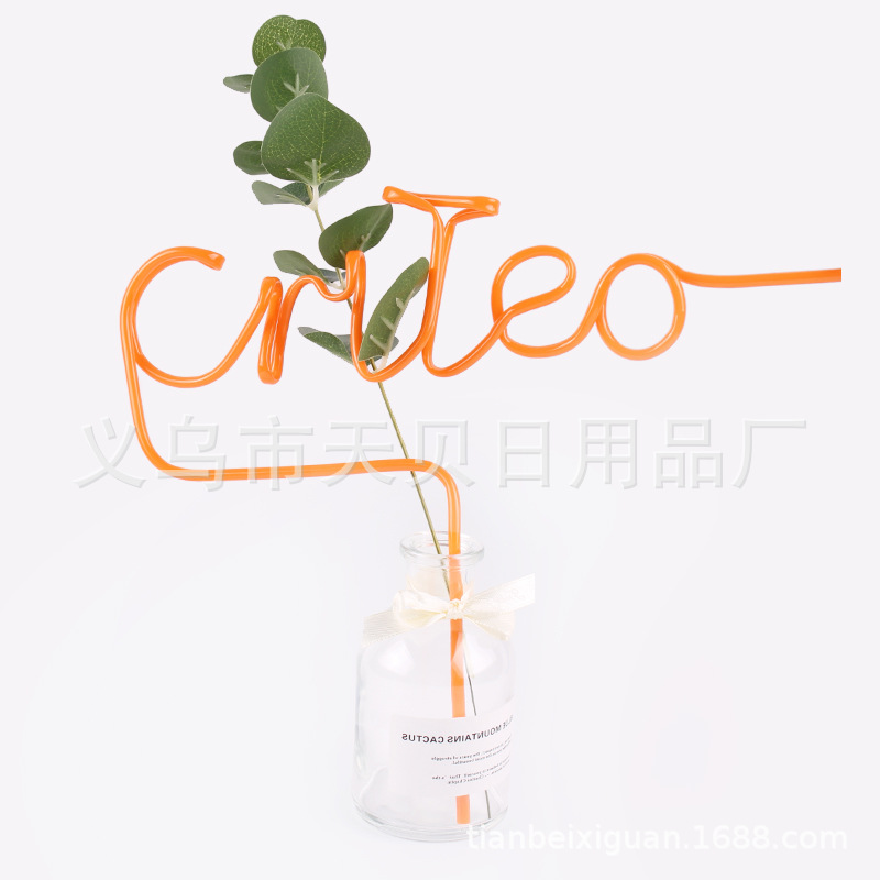 Orange Straw Wholesale Shape Colorful Straw Daily Straw Cold Drink Manufacturers Custom English Word Straw