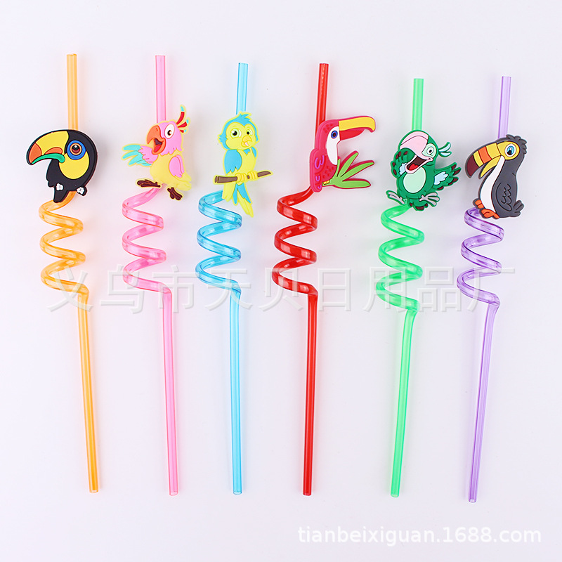 Bird Straw Forest Straw Large Beak Cold Drink Colored Straw Parrot Bird Straw
