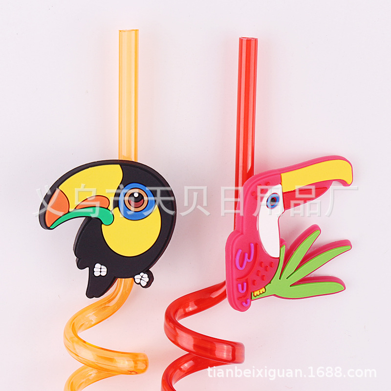 Bird Straw Forest Straw Large Beak Cold Drink Colored Straw Parrot Bird Straw details Picture