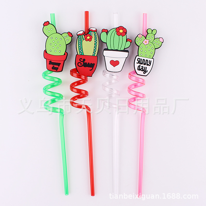 Cactus Straw Cartoon Straw Bar Birthday Party Restaurant Art Deco Straw