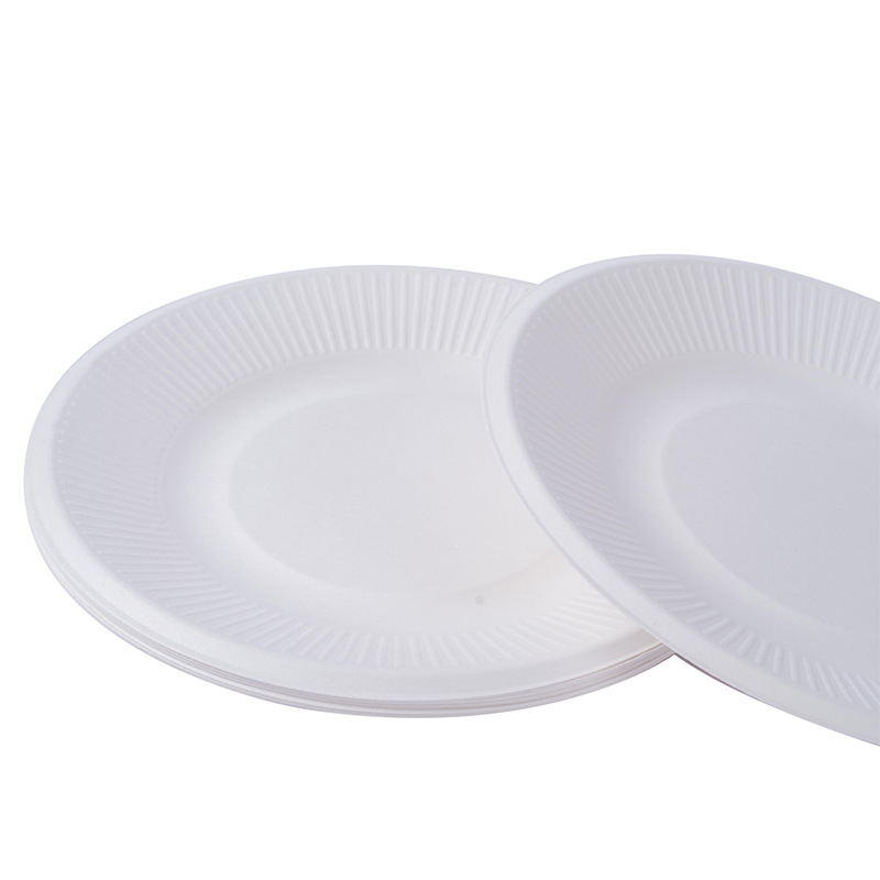 Manufacturers Wholesale Environmental Protection Disposable Round Paper Plate Fast Food Special White Degradable High-Quality Material 8 Inch Paper Plate Application Scenario