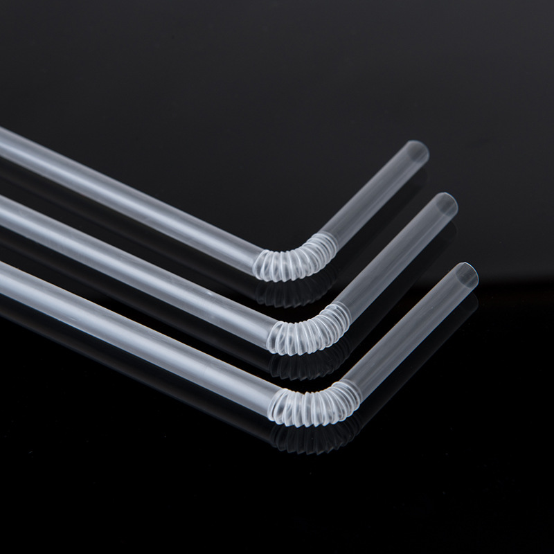 厂家直销透明弯曲吸管单支独立纸包装安全卫生孕妇儿童平口弯吸管细节图