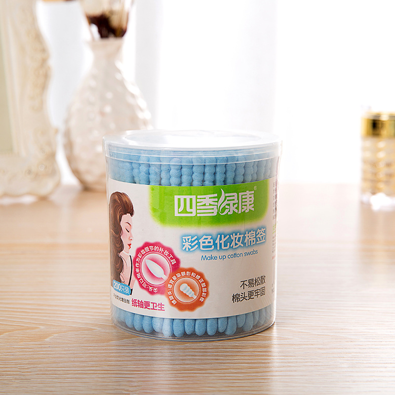 Factory Direct Cotton Double Head Disposable Bamboo Stick Cotton Swabs Beauty Makeup Remover Health 200 2-Head Boxed Cotton Swabs Specification drawing