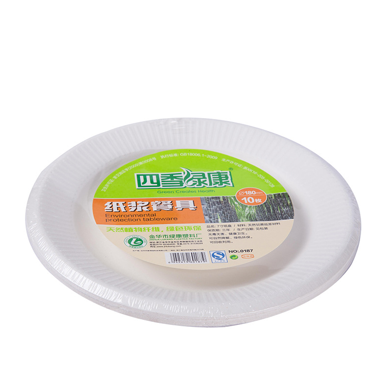 Manufacturers Wholesale Environmental Protection Disposable Round Paper Plate Fast Food Special White Degradable High-Quality Material Round Paper Plate details Picture