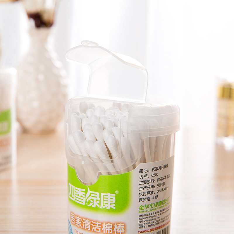 Factory Direct Cotton Double Head Disposable Bamboo Stick Cotton Swabs Beauty Makeup Remover Hygiene 100 2-Head Boxed Cotton Swabs details Picture