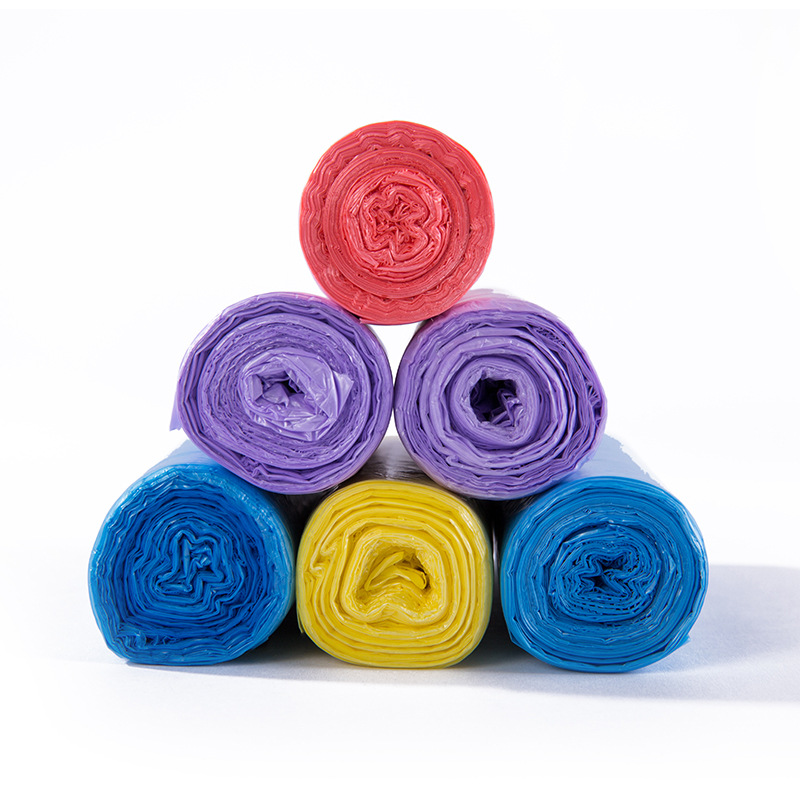 厂家直销平口式彩色三卷装一次性垃圾袋 加厚环保安全绿色垃圾袋产品图