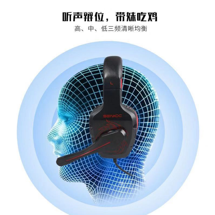 The A1S head-mounted laptop gaming wired headphones feature clear bass and a rotatable microphone Specification image
