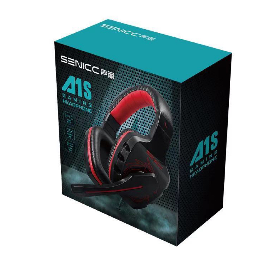 The A1S head-mounted laptop gaming wired headphones feature clear bass and a rotatable microphone