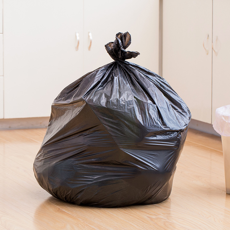 Factory Direct Pe Material Black Thickened Large Garbage Bag Single-Roll Flat Mouth Type Hotel Disposable Garbage Bag Specification drawing