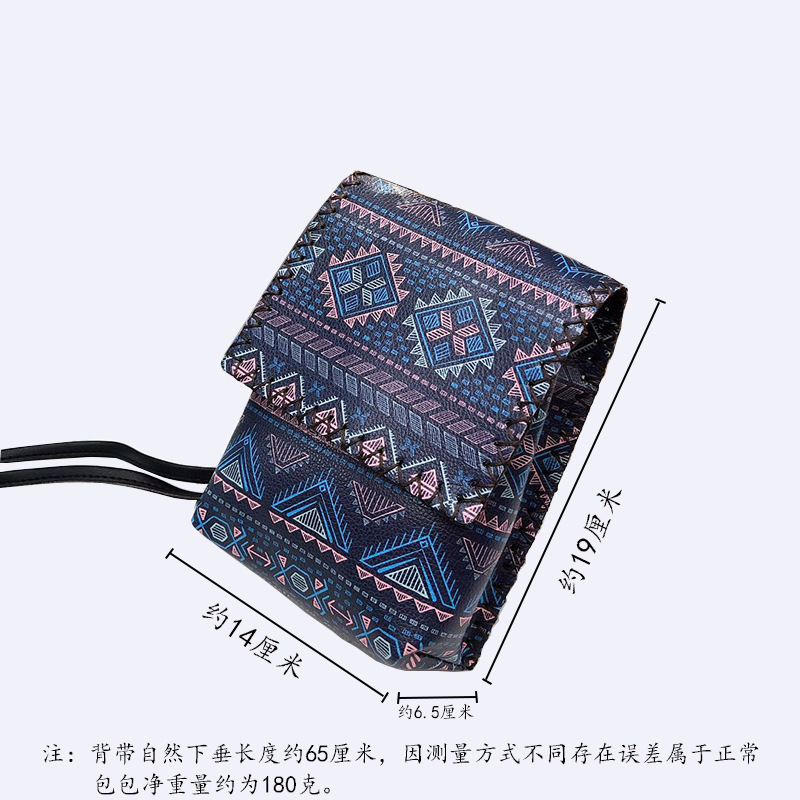 The new version of 2021 lady shoulder bag retro ethnic style enlarged diagonal span mobile phone bag double handmade bag woman Application Scenario