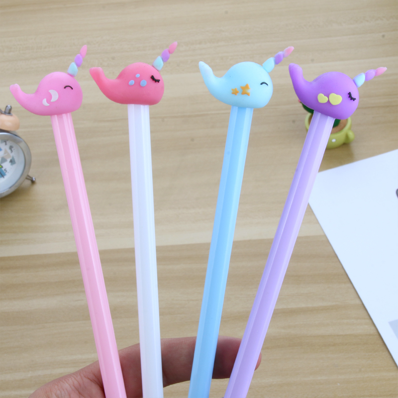 South Korea creative new cartoon unicorn whale black neutral pen Student stationery can customize logo