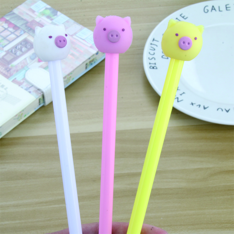 South Korea creative new cartoon clear piglet black neutral pen students learn stationery wholesale can customize logo thumbnail