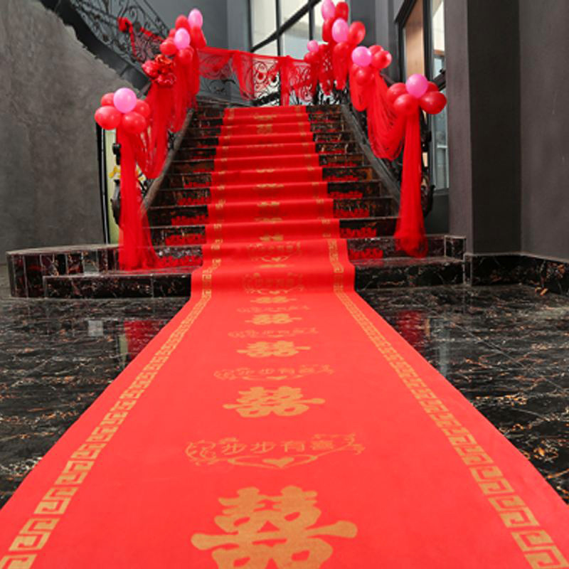 结婚用品一次性无纺布婚礼红地毯100米红毯防滑婚庆装饰道具详情图1