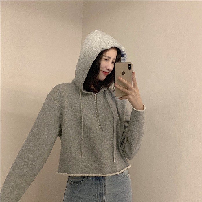 Hooded pullover hoodie for women's autumn new trendy ins student loose crop top with a crop top