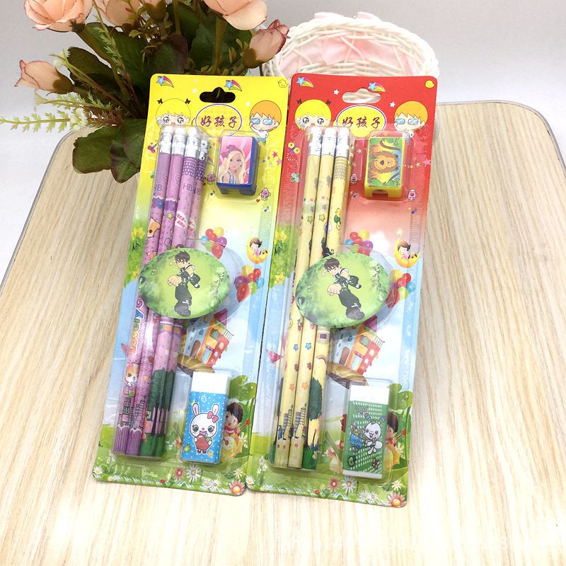 Factory Direct Sales Of 6 Pencils With Pencil Sharpener Eraser Value Set 2 Yuan Shop Hot Supply Wholesale