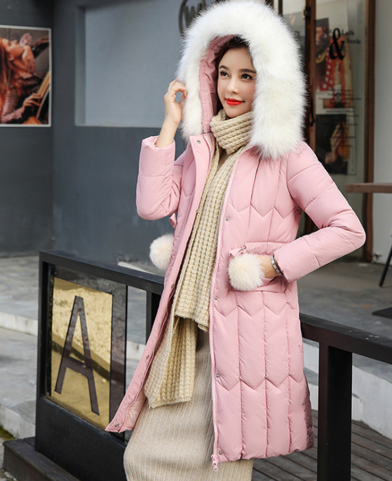 外贸大码棉衣女中长款2019新款羽绒棉服加肥加大胖mm时尚修身外套白底实物图