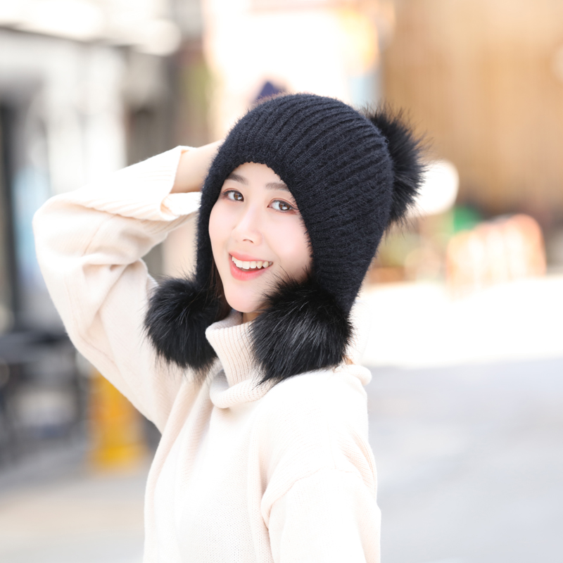 A new warm, casual and cute knitted hat for ladies from South Korea Specification image
