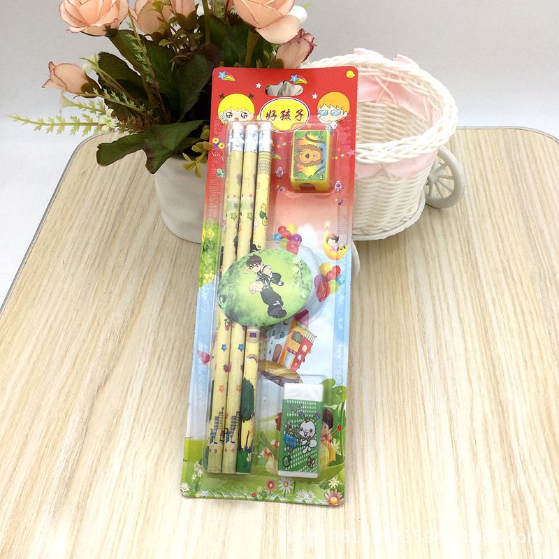 Factory Direct Sales Of 6 Pencils With Pencil Sharpener Eraser Value Set 2 Yuan Shop Hot Supply Wholesale details Picture