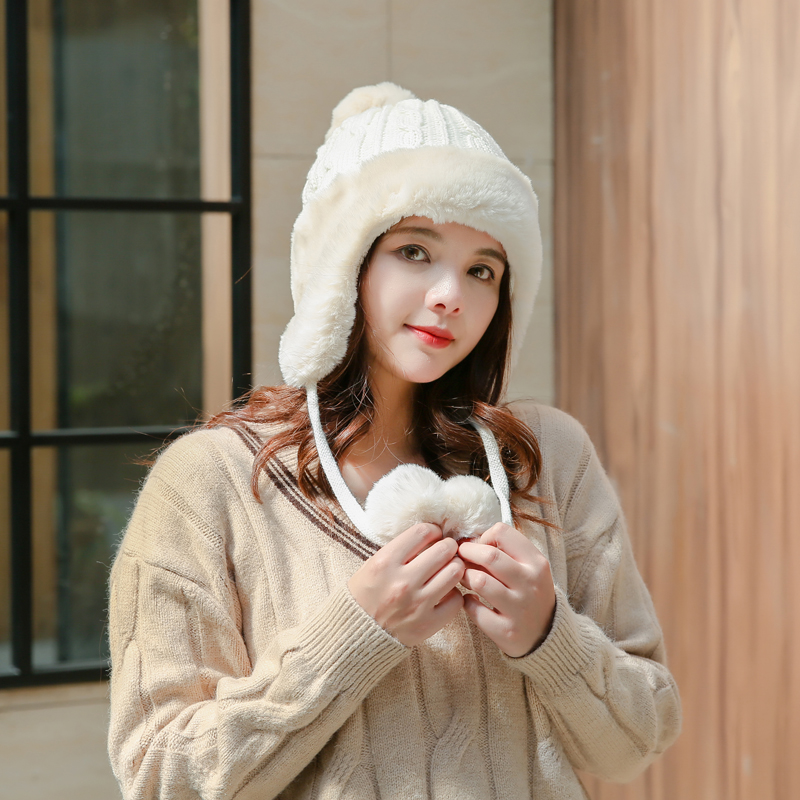 Women's hat South Korea's new warm autumn and winter leisure earflap knitted hat