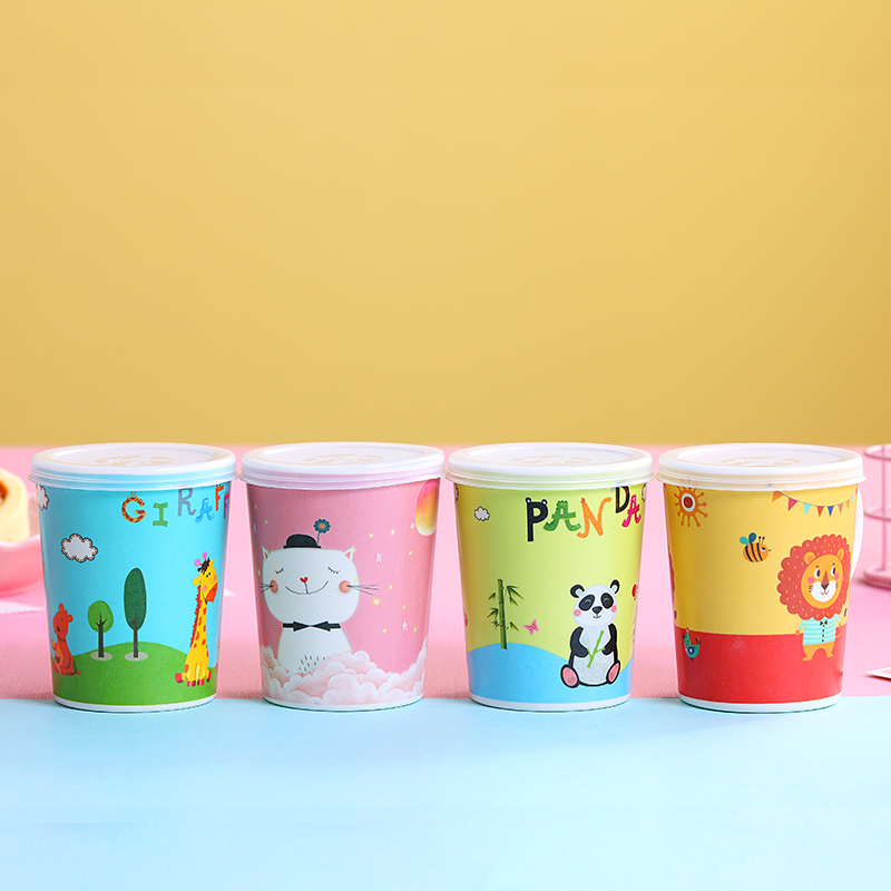 Bamboo fiber environment-friendly tableware for children cartoon drinking cup with straw cup for children environment-friendly single-handle drinking cup with heat-resisting cup thumbnail